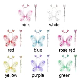 3Pcs/Set Fashion Butterfly Wings Fairy Wand Dressing Up Girl Ladies Fancy Dress Set Princess Hair Hoop Cosplay Party Decor