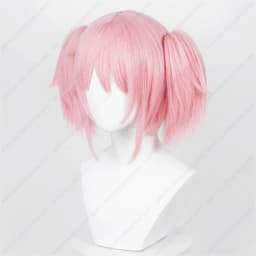 Anime Madoka Kaname Cosplay Wig 30cm Pink Ponytails Wigs Heat Resistant Synthetic Hair