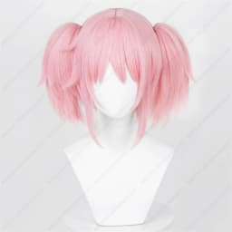 Anime Madoka Kaname Cosplay Wig 30cm Pink Ponytails Wigs Heat Resistant Synthetic Hair
