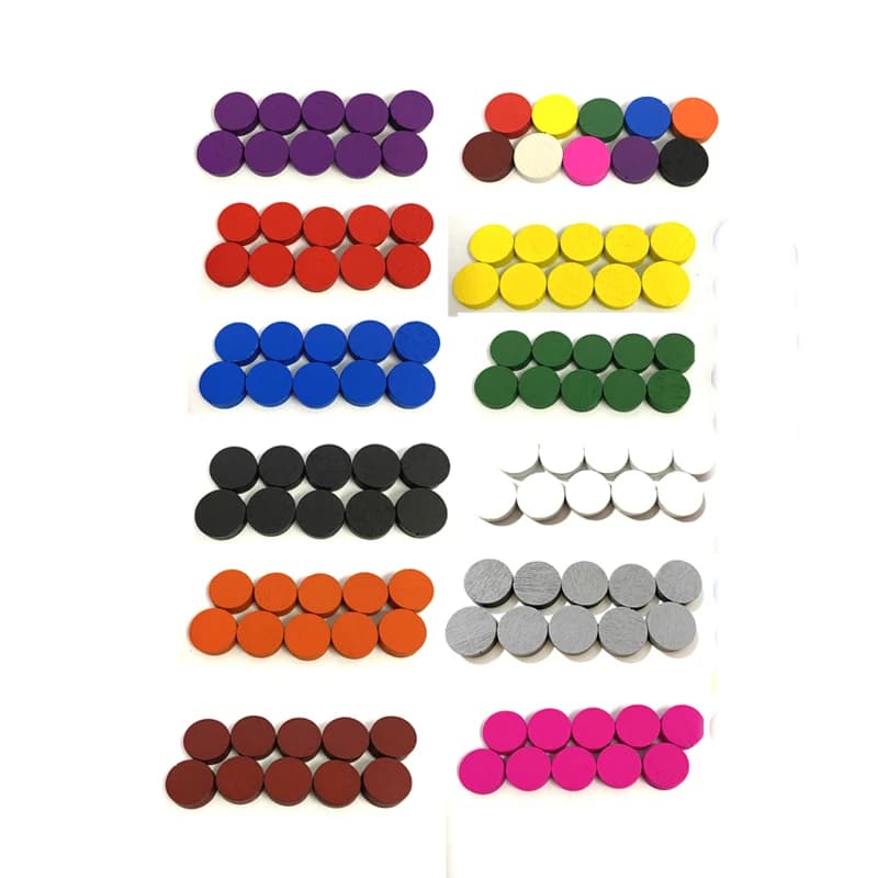 Game Token 100 PCS Wooden Game Pieces Pawn/Chess Boardgame/Educational Games Accessories 8 Colors 10*5mm