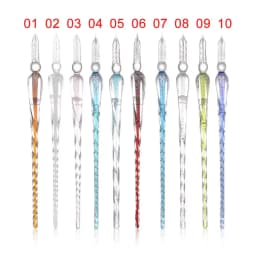1 Pc 0.7mm Glass Drip Filling Ink Fountain Pen Crystal Penholder Vintage Handmade Dipping DIY Craft Signature Pens Writing Tools