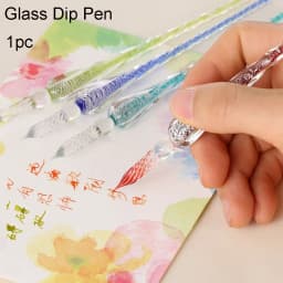 1 Pc 0.7mm Glass Drip Filling Ink Fountain Pen Crystal Penholder Vintage Handmade Dipping DIY Craft Signature Pens Writing Tools