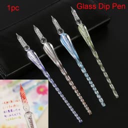 1 Pc 0.7mm Glass Drip Filling Ink Fountain Pen Crystal Penholder Vintage Handmade Dipping DIY Craft Signature Pens Writing Tools