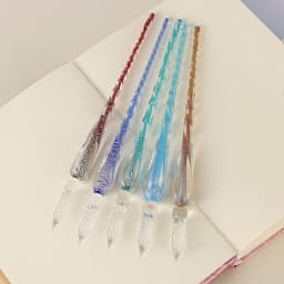 1 Pc 0.7mm Glass Drip Filling Ink Fountain Pen Crystal Penholder Vintage Handmade Dipping DIY Craft Signature Pens Writing Tools