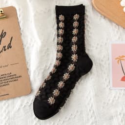 Fashion Harajuku Retro Woman Floral Vintage Socks Novelty Ethnic Print Kawaii Cute Cotton Casual Breathable Ladies Girls Funny