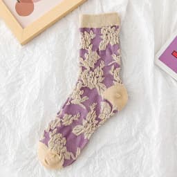 Fashion Harajuku Retro Woman Floral Vintage Socks Novelty Ethnic Print Kawaii Cute Cotton Casual Breathable Ladies Girls Funny