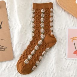 Fashion Harajuku Retro Woman Floral Vintage Socks Novelty Ethnic Print Kawaii Cute Cotton Casual Breathable Ladies Girls Funny