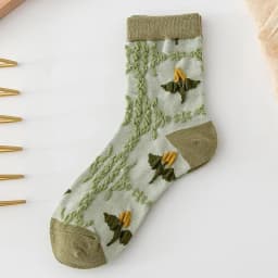 Fashion Harajuku Retro Woman Floral Vintage Socks Novelty Ethnic Print Kawaii Cute Cotton Casual Breathable Ladies Girls Funny