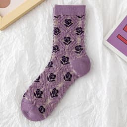 Fashion Harajuku Retro Woman Floral Vintage Socks Novelty Ethnic Print Kawaii Cute Cotton Casual Breathable Ladies Girls Funny