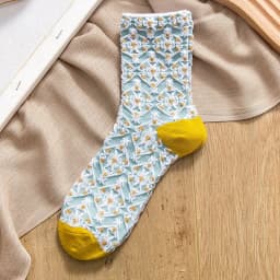 Fashion Harajuku Retro Woman Floral Vintage Socks Novelty Ethnic Print Kawaii Cute Cotton Casual Breathable Ladies Girls Funny