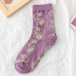 Fashion Harajuku Retro Woman Floral Vintage Socks Novelty Ethnic Print Kawaii Cute Cotton Casual Breathable Ladies Girls Funny