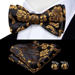 Jacquard Silk Mens Bowtie Adjustable Self Bow Tie Pocket Square Cufflinks for Male Wedding Business Party Red Blue Gold Green