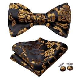 Jacquard Silk Mens Bowtie Adjustable Self Bow Tie Pocket Square Cufflinks for Male Wedding Business Party Red Blue Gold Green