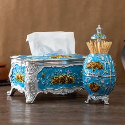 European light luxury pressing toothpick container Tissue box set household living room office tissue storage box Toothpick box