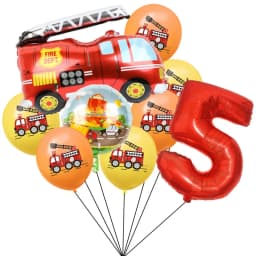 9pcs Fireman Sam Foil Number Balloons Set Happy Birthday Party Deco Ball Boy Gift Fire Truck Holiday Baby Shower Party Supplies
