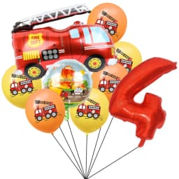 9pcs Fireman Sam Foil Number Balloons Set Happy Birthday Party Deco Ball Boy Gift Fire Truck Holiday Baby Shower Party Supplies