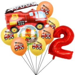 9pcs Fireman Sam Foil Number Balloons Set Happy Birthday Party Deco Ball Boy Gift Fire Truck Holiday Baby Shower Party Supplies