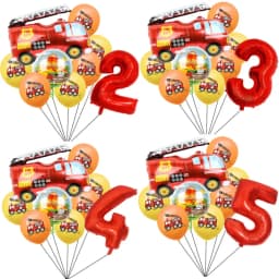 9pcs Fireman Sam Foil Number Balloons Set Happy Birthday Party Deco Ball Boy Gift Fire Truck Holiday Baby Shower Party Supplies