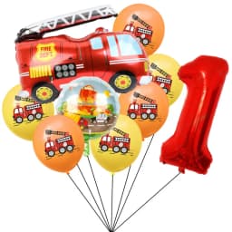 9pcs Fireman Sam Foil Number Balloons Set Happy Birthday Party Deco Ball Boy Gift Fire Truck Holiday Baby Shower Party Supplies