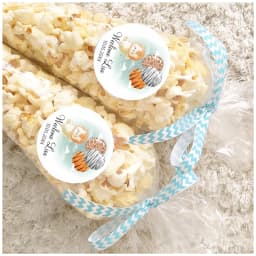 Custom Welcome Baby Hot Air Balloon Animals Birthday Party Labels Favors Round Sticker Baby Shower Personalise Travel Sticker