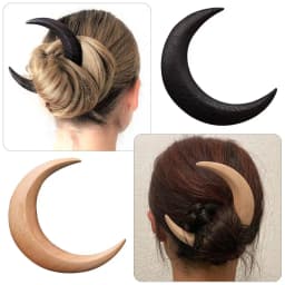 Moon Hair Fork Ramadan Hand Carved Wooden Hair Sticks for Women Long Hair Comb Hair Styling Tools Hair Accessories