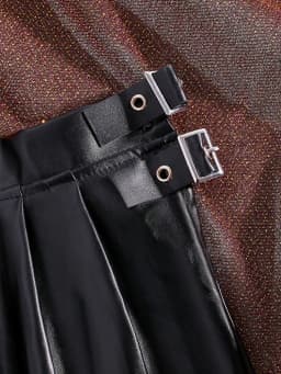Sexy PU Leather Pleated Skirt Women Solid Basic Mini Skirt Low Waist Skirt Female Nightwear Micro Bikini Skirts Nightclub Skirts
