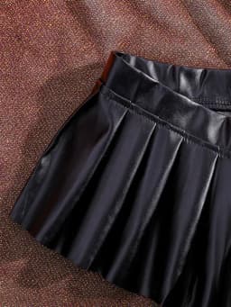 Sexy PU Leather Pleated Skirt Women Solid Basic Mini Skirt Low Waist Skirt Female Nightwear Micro Bikini Skirts Nightclub Skirts