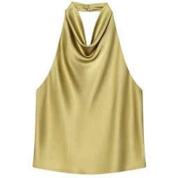 HXAO Satin Halter Top Women Summer 2025 Black Yellow Tanks & Camis Crop Smooth Off Shoulder Tank Top Sleeveless Backless Vests
