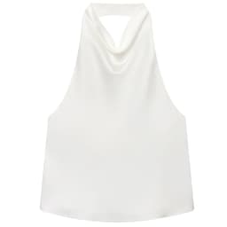 HXAO Satin Halter Top Women Summer 2025 Black Yellow Tanks & Camis Crop Smooth Off Shoulder Tank Top Sleeveless Backless Vests