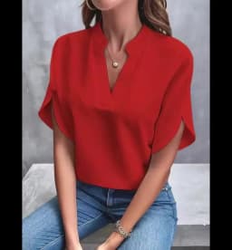 VEITCHE Summer Women Casual Solid Blouse Women Fashion V-neck Half Sleeve Shirts Office Elegant Pullover Loose Blusas Tops