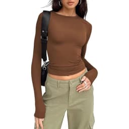 1pcs Four Seasons Fashion Senior Women T-shirt Long Sleeve Crew Neck Solid Slim Fit Tee Ladies Crop Top  Daily Streetwear Camis