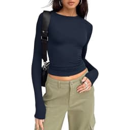 1pcs Four Seasons Fashion Senior Women T-shirt Long Sleeve Crew Neck Solid Slim Fit Tee Ladies Crop Top  Daily Streetwear Camis
