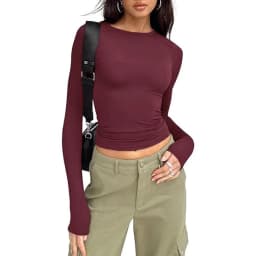 1pcs Four Seasons Fashion Senior Women T-shirt Long Sleeve Crew Neck Solid Slim Fit Tee Ladies Crop Top  Daily Streetwear Camis