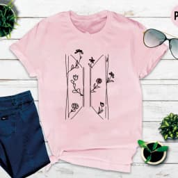 Floral Logo T-Shirt Kpop Fan Apparel Korean Shirts Kpop Vintage Harajuku Fashion Y2K Men Women Short Sleeves Tops Fans Gift