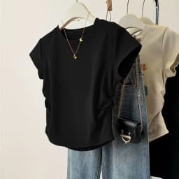 Women Summer Short Sleeved Top for Fashion Versatile Base Shirt Slim Fit Round Neck T-shirt Casual and Sexy Breathable and Cool