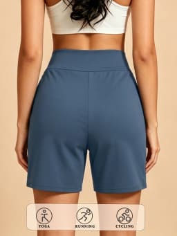 Bermuda Shorts for Women with Pocket Womens High Waisted Long Shorts for Running Workout Athletic