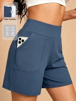 Bermuda Shorts for Women with Pocket Womens High Waisted Long Shorts for Running Workout Athletic
