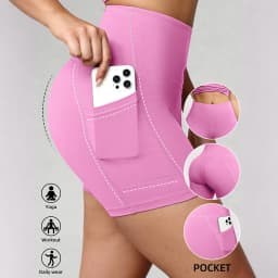 Women Shorts with Pockets Tummy Control Butt Lifting Cycling Tights Stretchy Slim Gym Sports Shorts Summer Casual Wear