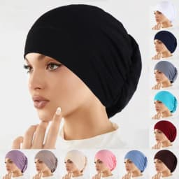 Muslim Fashion Women Hijabs Soft Stretch Solid Color Turban Hat Cancer Chemo Beanies Caps Headwear Headwrap Hair Accessories
