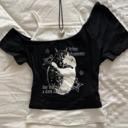 Asthetische Goth Fledermaus Brief Y2K Stil Zweitelige T-Shirt Kurzarm Weste Harajuku Streetwear Hosenträger Frauen Kleidung Shir