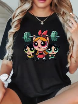 Girls Super Powerful Blouse Training Harajuku Short Sleeve Casual Women's T-shirt Clothing Street Tops Tees Aesthetic Clothes
