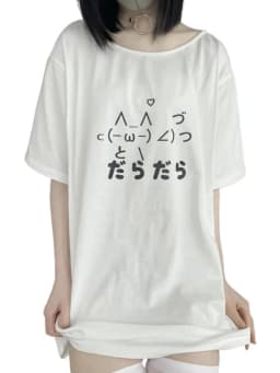 ZITEZHGO Cute Japanese Cartoon T-Shirt for Girl Teen Women Y2K Kawaii Short Sleeve Crewneck Tops Tee Clothes