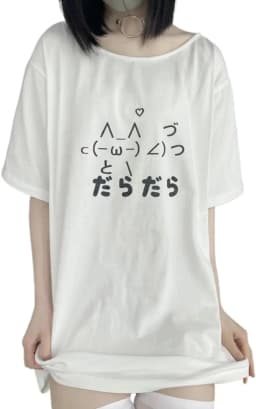 ZITEZHGO Cute Japanese Cartoon T-Shirt for Girl Teen Women Y2K Kawaii Short Sleeve Crewneck Tops Tee Clothes