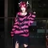 New Streetwear Top Punk Gothic Long Unisex Sweater Summer Women Striped Cool Hollow Out Hole Broken Jumper Loose Rock Thin Dark