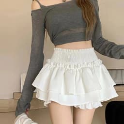 Windproof and anti glare pleated skirt, summer women's black ballet A-line skirt, high waist slimming shorts skirt, cake skirt
