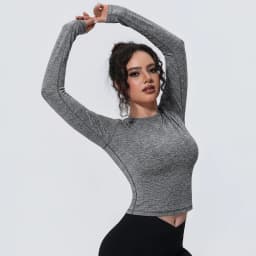 Woman's Yoga Long Sleeved Gym Sports Running Top Slim Breathable Soild Color Fitness Top Running Shirts Gym Top Yoga Sport Top