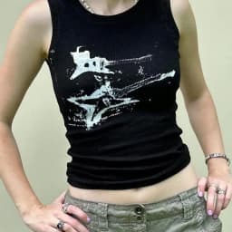 Guitar Print Sleeveless Tank Top Y2K Casual Ribbed Women Grunge Crop Top Harajuku Fashion Vest Tee 90s Street Outfits
