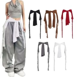 Jeans Pants Decor Irregular Jazz Dance Scarf See Through Harajuku Y2K Belt Streetwear High Waist Hip-hop Scarf