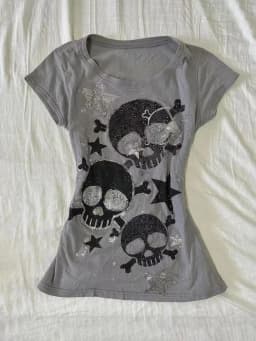 Japanese Y2k Women's Tees 2000s Hottie Clothes Tops Star Skull Graphic Print T Shirts Goth Emo Punk Aesthetics Chic T-shirt