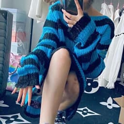 New Goth Punk Gothic Sweater Oversized Pullovers Women Striped Cool Hollow Out Hole Broken Jumper Harajuku Aesthetics Sweater